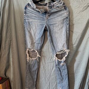 American Eagle Outfitters Ripped Light Blue Boyfriend Jeans